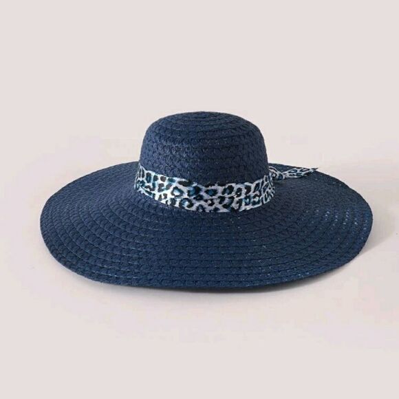 🌼Leopard Ribbon Decor Straw Hat - Picture 2 of 5